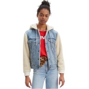 Levi's Women's Ex-Boyfriend Sherpa Selvedge Trucker Jacket - Hidden River -Large